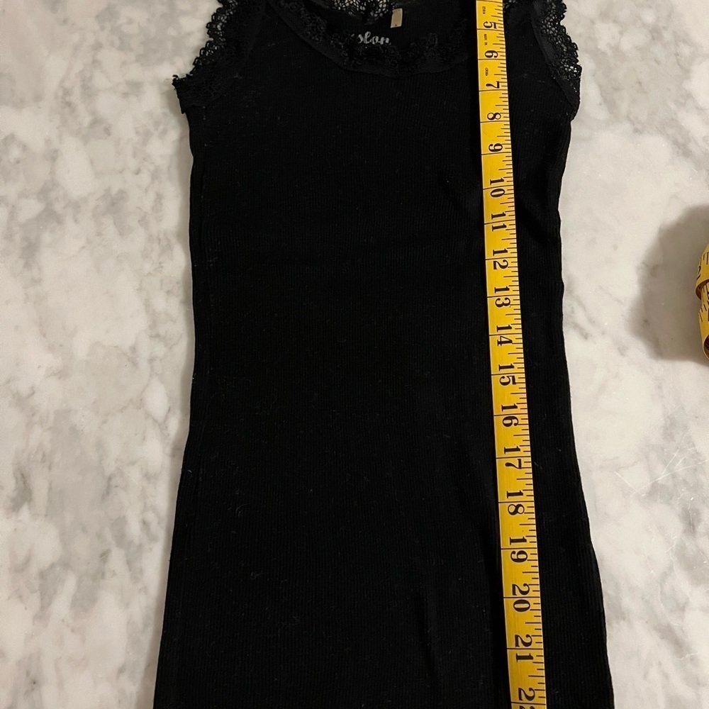 EUC Caslon 100% cotton rib knit tank lace trim tank top lettuce edge hem sz S - Picture 8 of 9